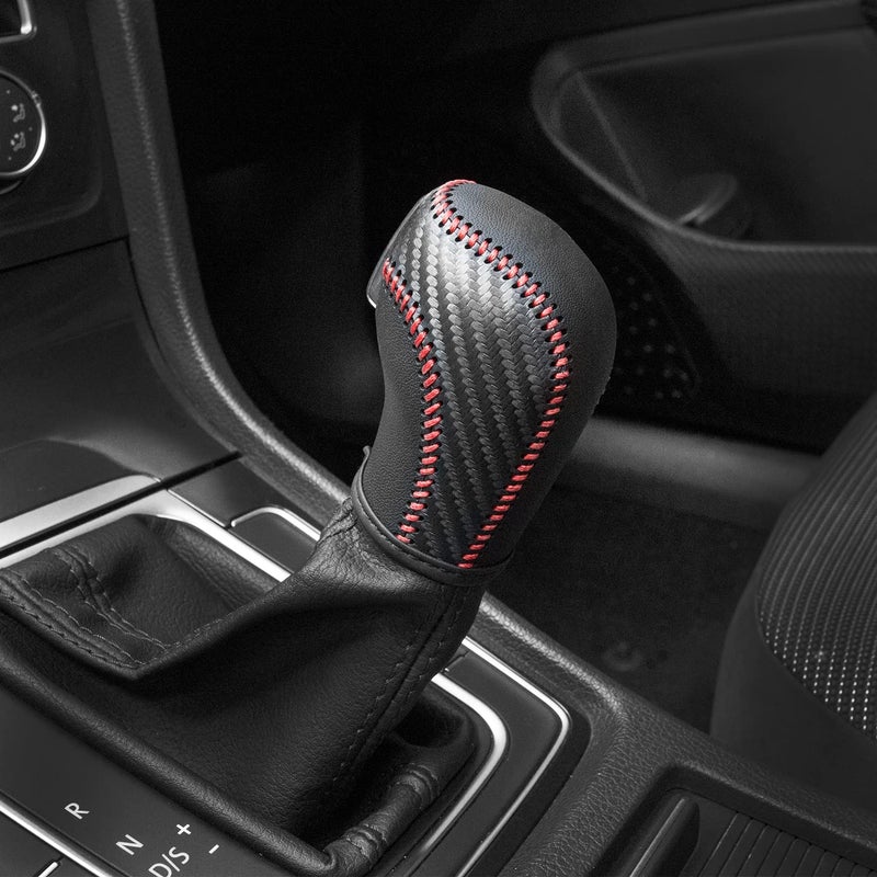 JINZHAO JIECHEN Auto Car Leather Gear Shift Knob Cover for Golf Jetta Passat Tiguan Atlas Beetle GLI Eos CC Golf TDI E-Golf Golf Sportwagen Jetta Hybrid Golf R Golf GTI Jetta Accessories (red) - Image 5